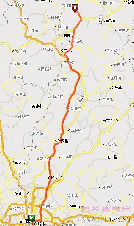广州到丹霞山地图